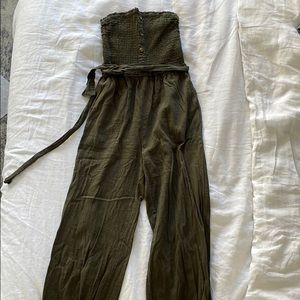 Green Strapless Jumpsuit